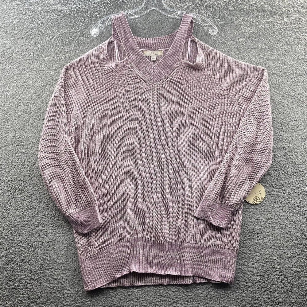 Misia Curvy Sweater Women's Size 2X Purple Slit Shoulder Sweater Women's Size 2X